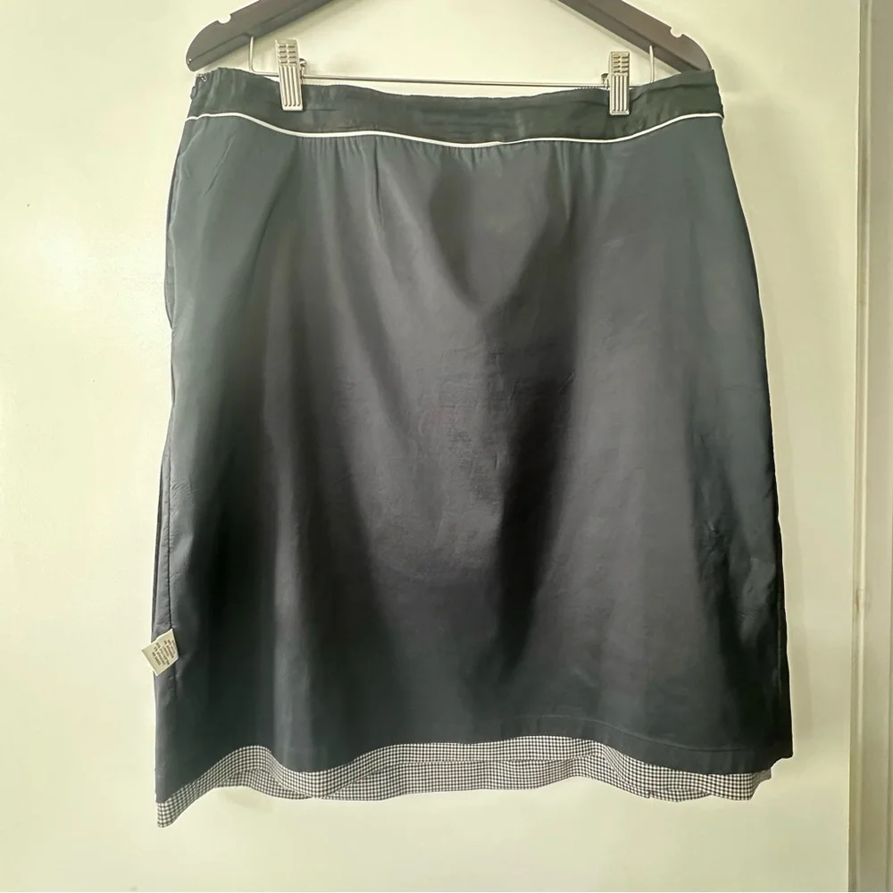 Banana Republic Plaid Blue Cream Black Pencil Suit Skirt Size 14